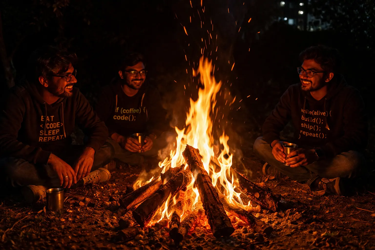 Evening bonfire at Kabini Kaanana homestay on the Kabini backwaters
