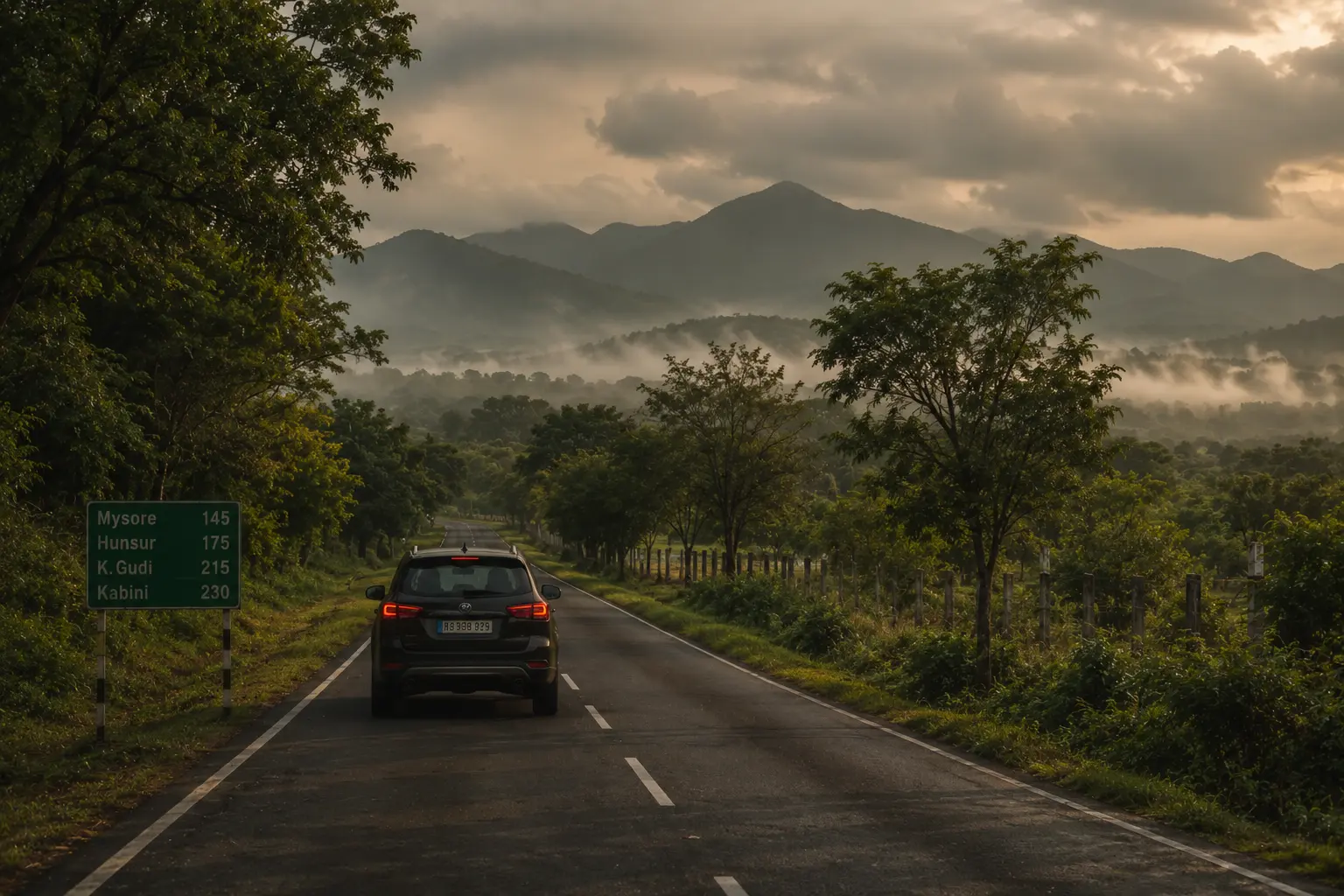 Road trip route image for the Bangalore to Kabini drive
